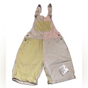 Men’s- ASOS- Pastel Colorblock Short Overalls- Sz XS- NWT